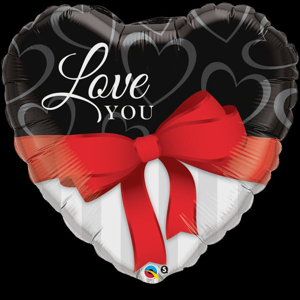 36" HEART FOIL LOVE YOU RED RIBBON
